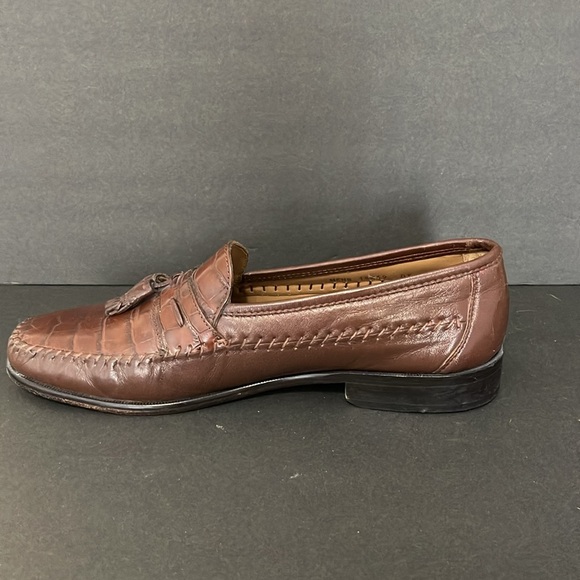FLORSHEIM PISA MEN’S COGNAC CROC PRINT LEATHER LOFERS 10.5 - Picture 11 of 13